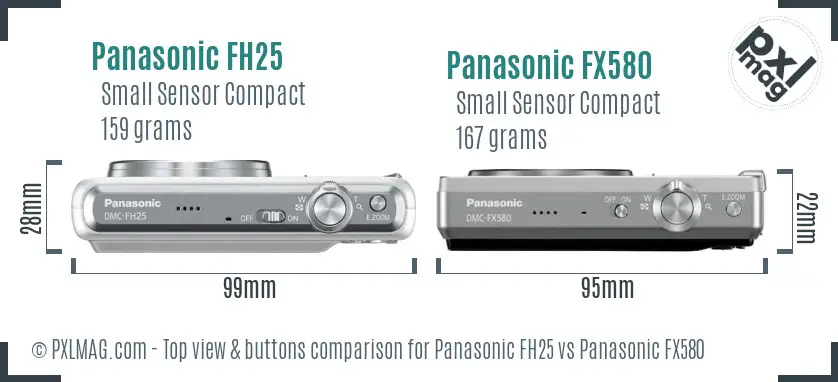 Panasonic FH25 vs Panasonic FX580 top view buttons comparison