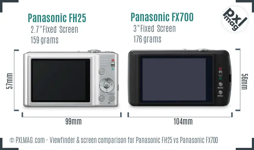 Panasonic FH25 vs Panasonic FX700 Screen and Viewfinder comparison