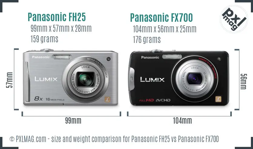 Panasonic FH25 vs Panasonic FX700 size comparison