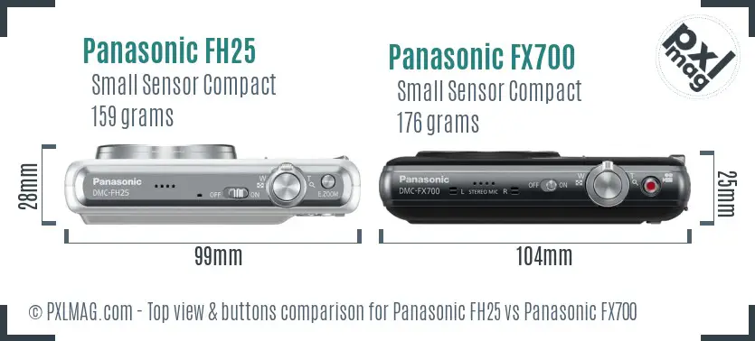 Panasonic FH25 vs Panasonic FX700 top view buttons comparison