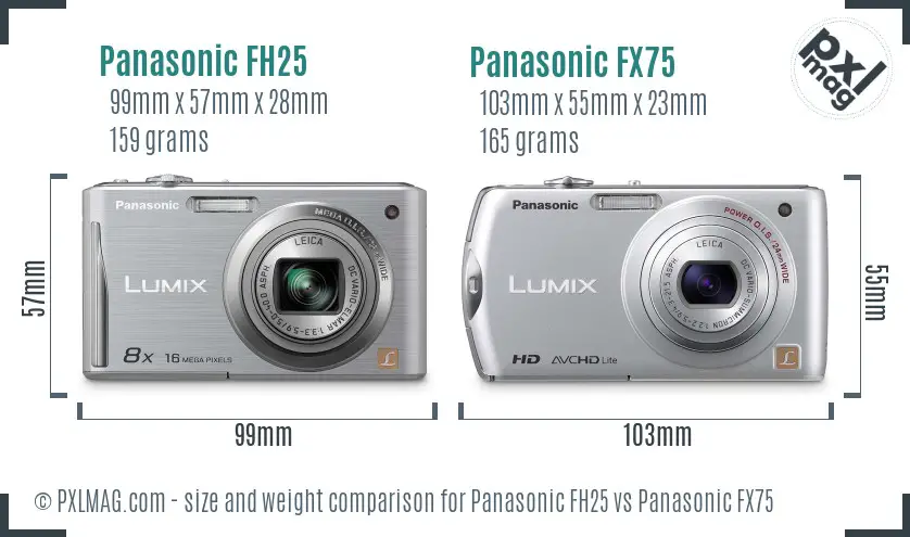 Panasonic FH25 vs Panasonic FX75 size comparison