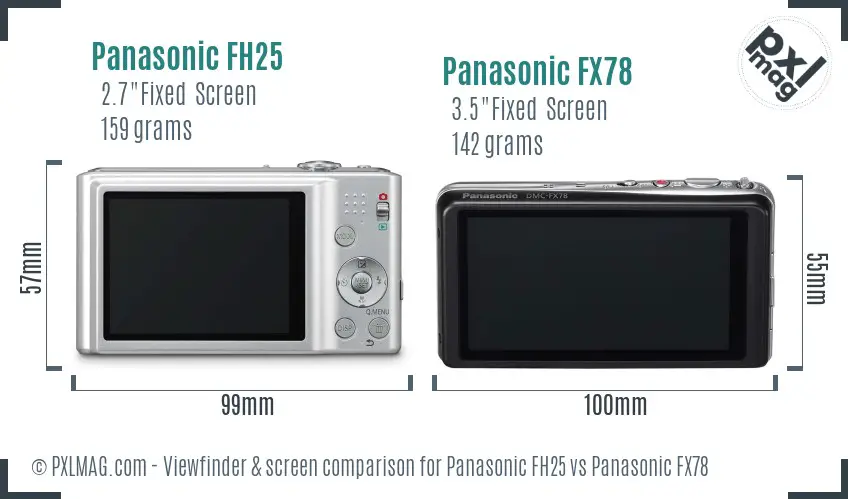 Panasonic FH25 vs Panasonic FX78 Screen and Viewfinder comparison