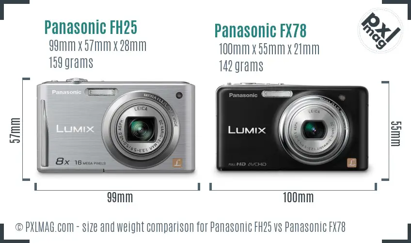 Panasonic FH25 vs Panasonic FX78 size comparison