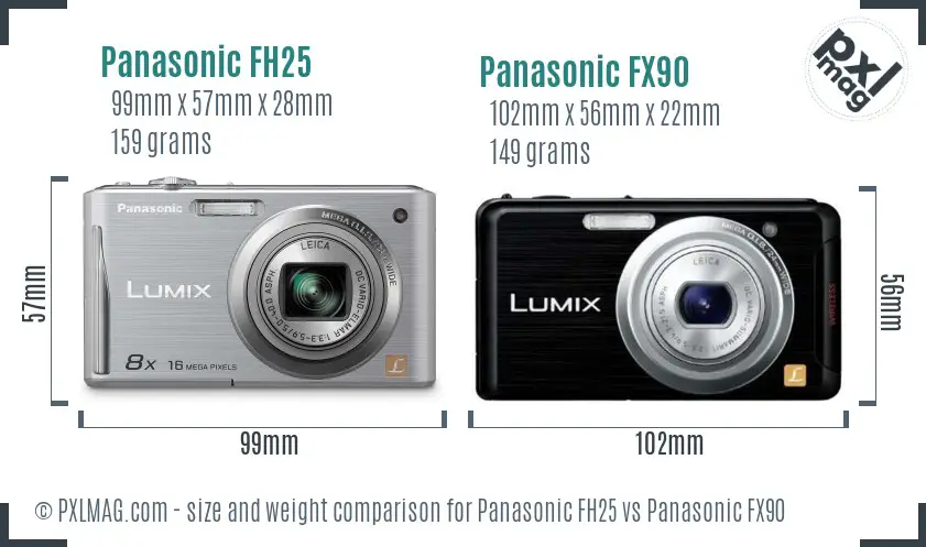 Panasonic FH25 vs Panasonic FX90 size comparison