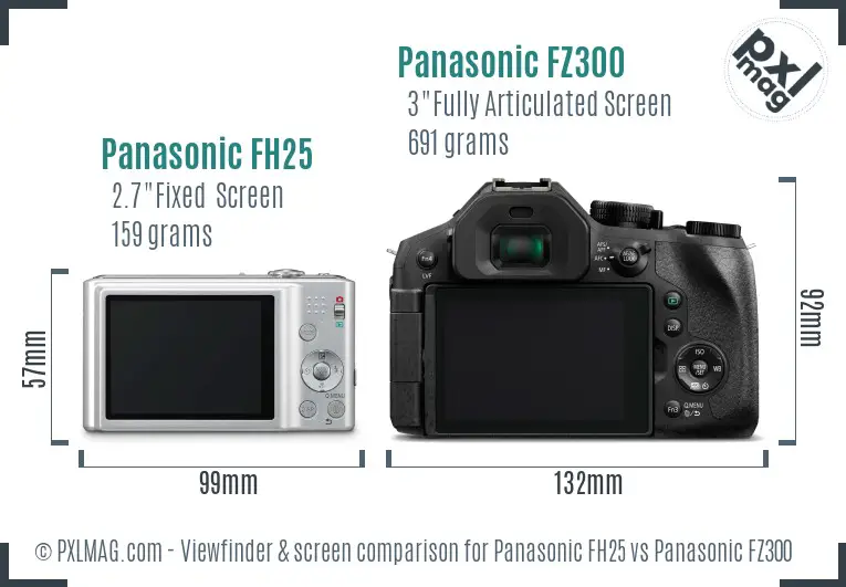 Panasonic FH25 vs Panasonic FZ300 Screen and Viewfinder comparison Panasonic FH25 vs Panasonic FZ300 Screen and Viewfinder comparison