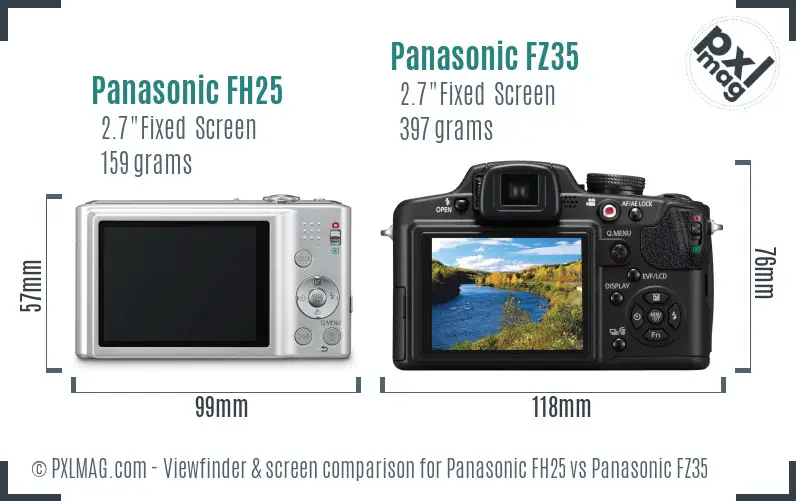 Panasonic FH25 vs Panasonic FZ35 Screen and Viewfinder comparison