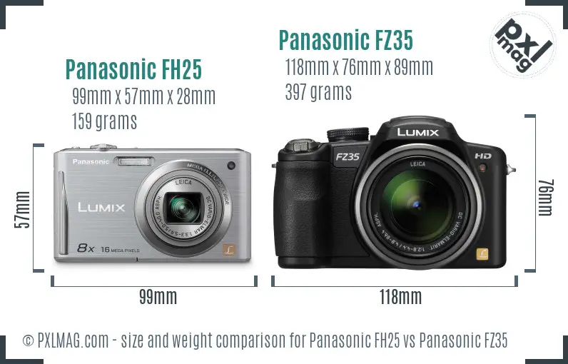 Panasonic FH25 vs Panasonic FZ35 size comparison