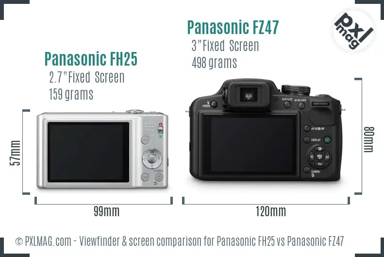 Panasonic FH25 vs Panasonic FZ47 Screen and Viewfinder comparison