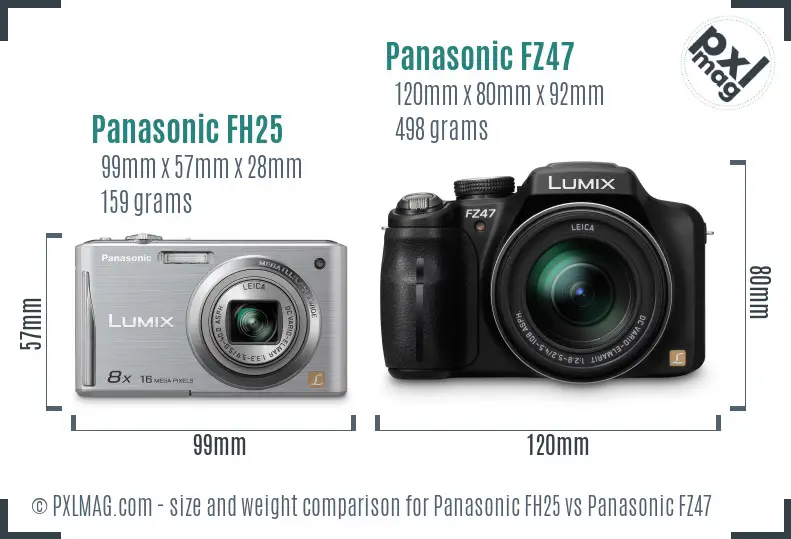 Panasonic FH25 vs Panasonic FZ47 size comparison