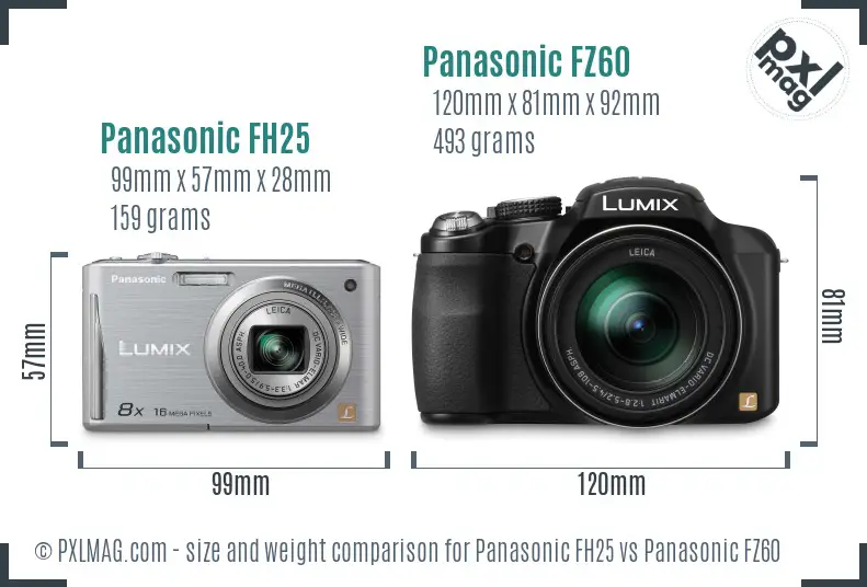 Panasonic FH25 vs Panasonic FZ60 size comparison