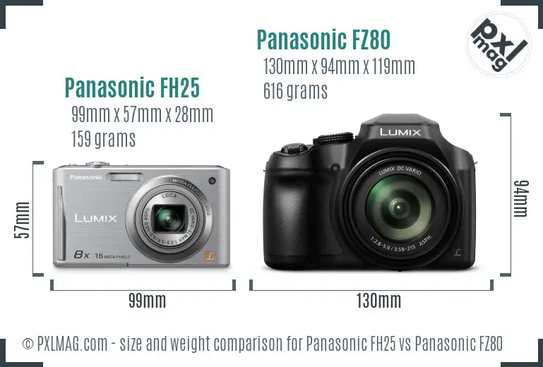 Panasonic FH25 vs Panasonic FZ80 size comparison