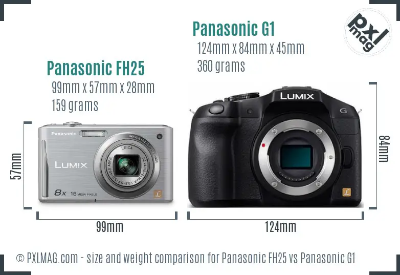 Panasonic FH25 vs Panasonic G1 size comparison