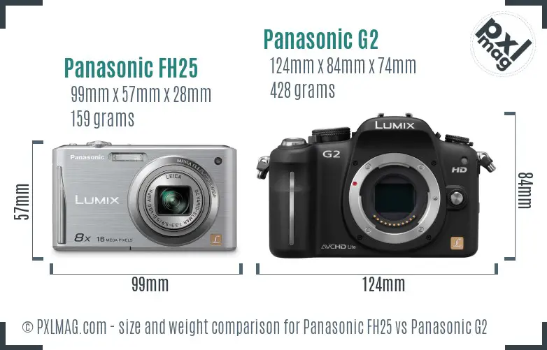 Panasonic FH25 vs Panasonic G2 size comparison