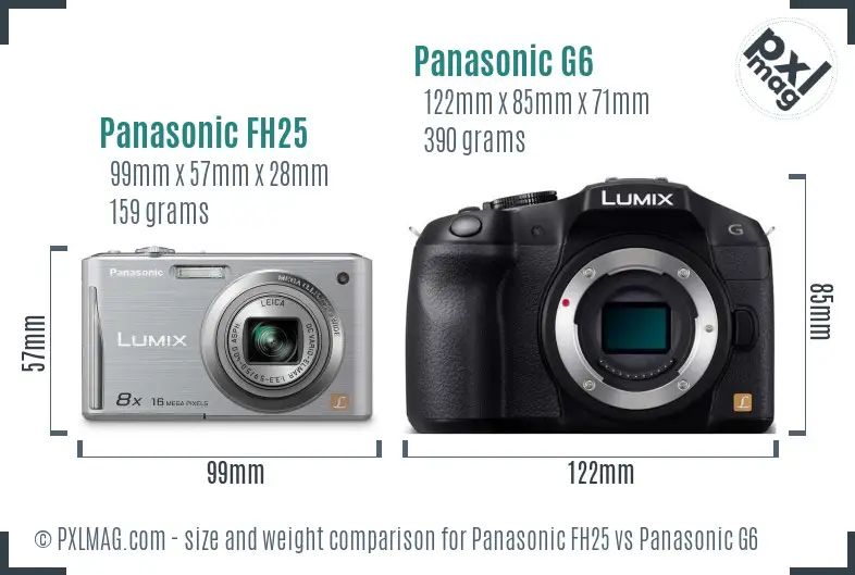 Panasonic FH25 vs Panasonic G6 size comparison