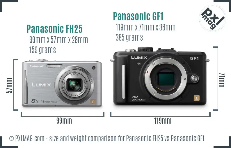 Panasonic FH25 vs Panasonic GF1 size comparison