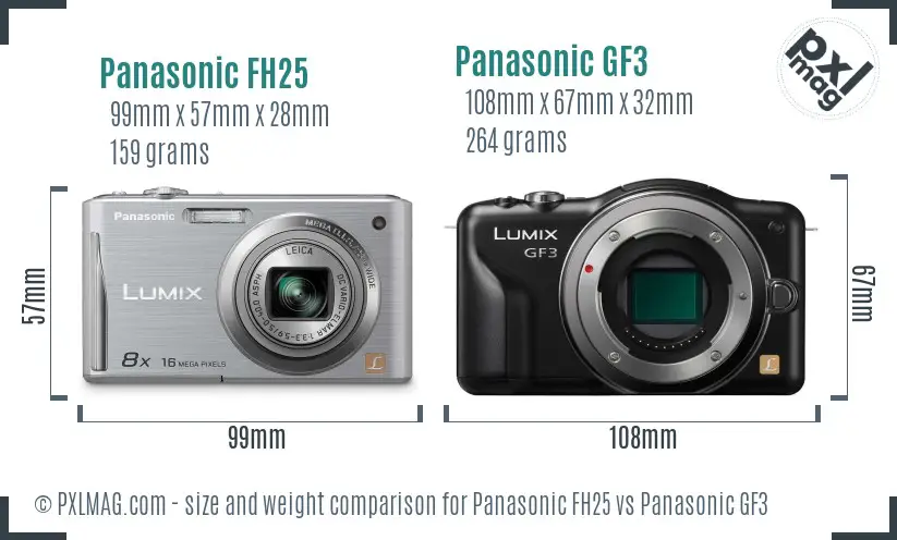 Panasonic FH25 vs Panasonic GF3 size comparison