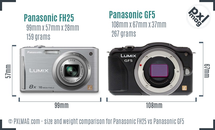 Panasonic FH25 vs Panasonic GF5 size comparison