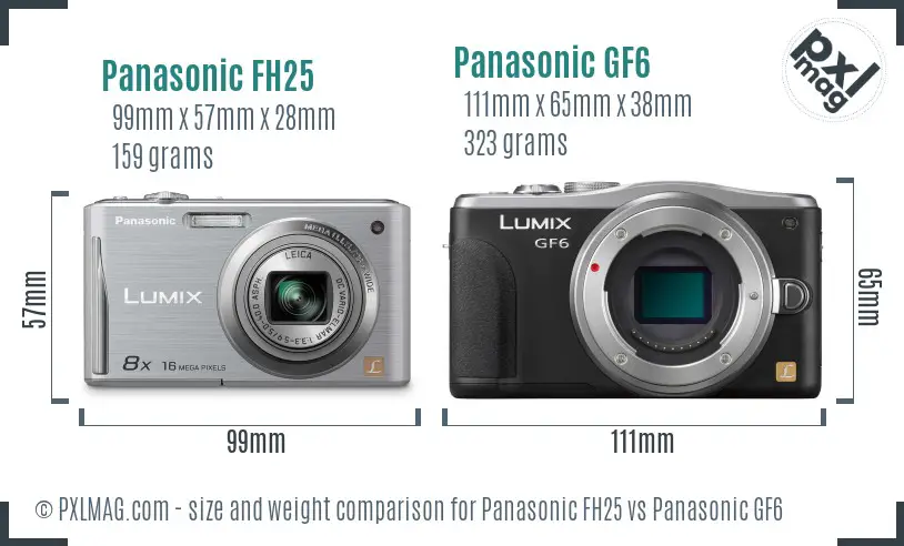 Panasonic FH25 vs Panasonic GF6 size comparison