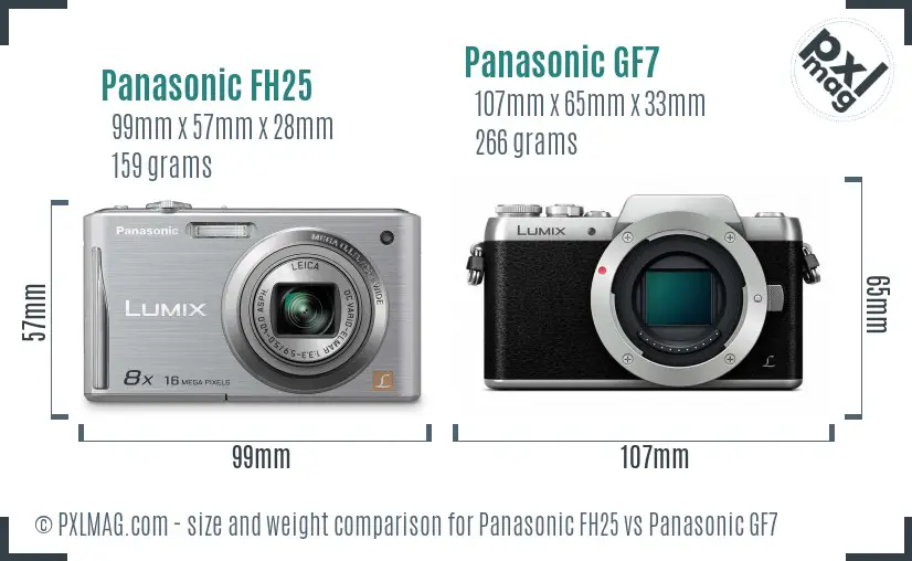 Panasonic FH25 vs Panasonic GF7 size comparison