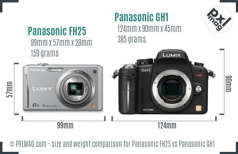 Panasonic FH25 vs Panasonic GH1 size comparison