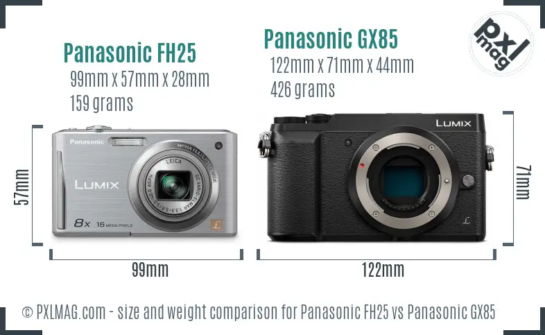 Panasonic FH25 vs Panasonic GX85 size comparison Panasonic FH25 vs Panasonic GX85 size comparison