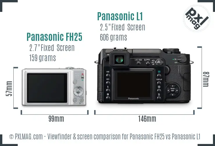 Panasonic FH25 vs Panasonic L1 Screen and Viewfinder comparison