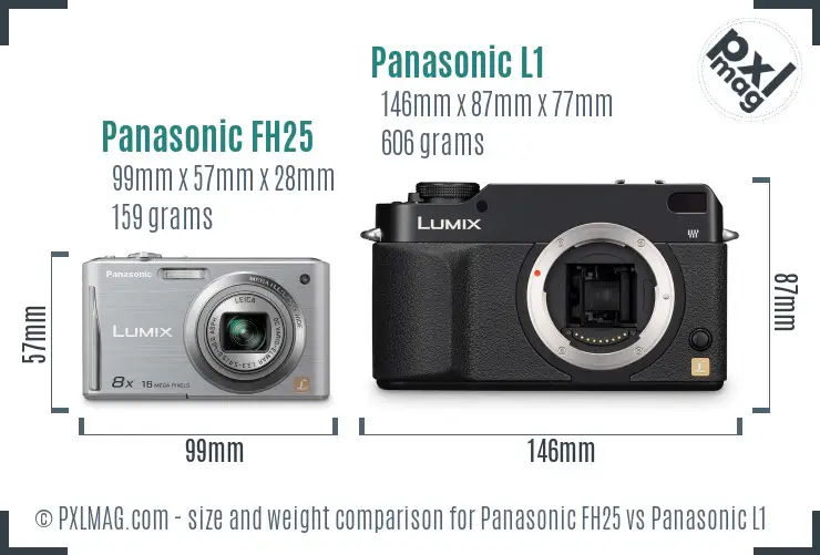 Panasonic FH25 vs Panasonic L1 size comparison