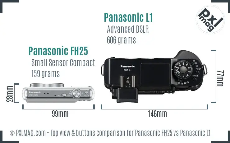 Panasonic FH25 vs Panasonic L1 top view buttons comparison