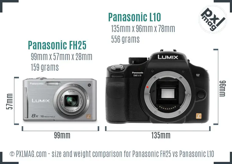 Panasonic FH25 vs Panasonic L10 size comparison