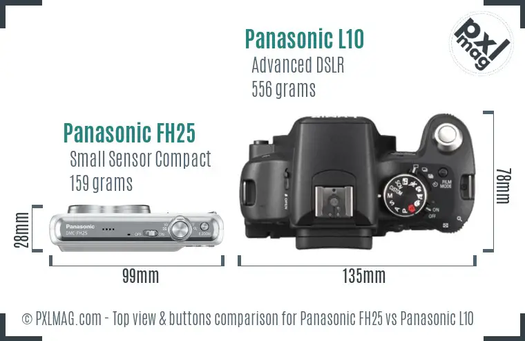 Panasonic FH25 vs Panasonic L10 top view buttons comparison
