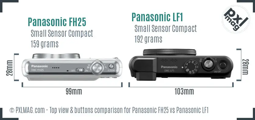 Panasonic FH25 vs Panasonic LF1 top view buttons comparison