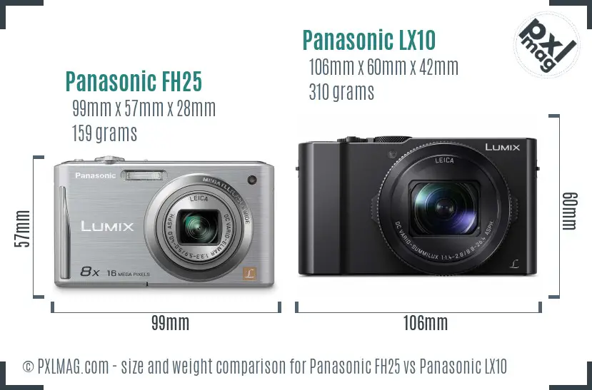 Panasonic FH25 vs Panasonic LX10 size comparison Panasonic FH25 vs Panasonic LX10 size comparison
