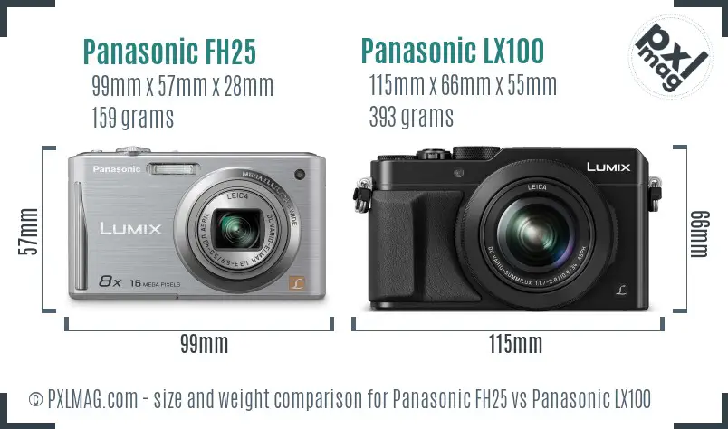 Panasonic FH25 vs Panasonic LX100 size comparison Panasonic FH25 vs Panasonic LX100 size comparison