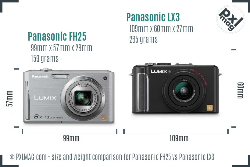 Panasonic FH25 vs Panasonic LX3 size comparison Panasonic FH25 vs Panasonic LX3 size comparison