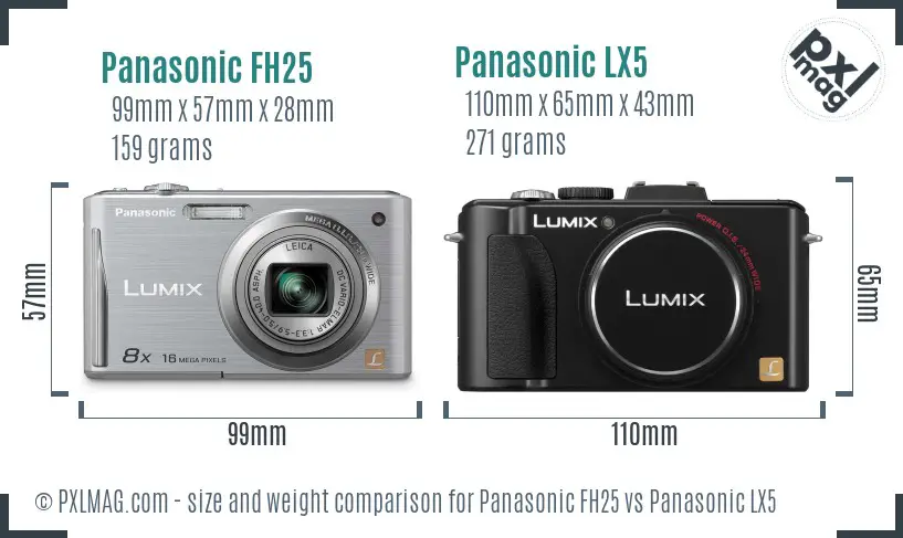 Panasonic FH25 vs Panasonic LX5 size comparison