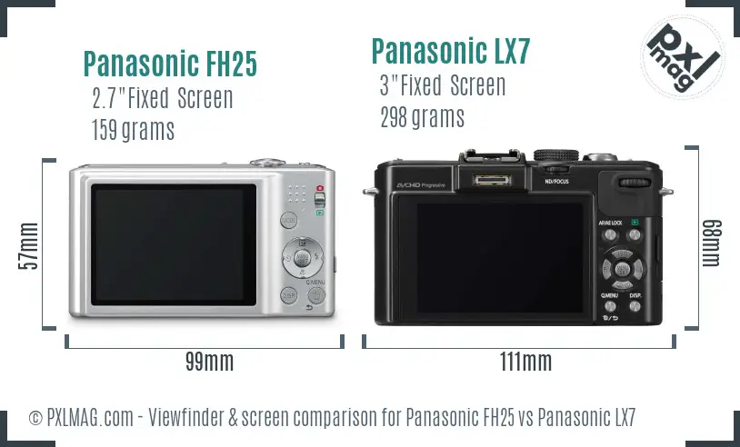 Panasonic FH25 vs Panasonic LX7 Screen and Viewfinder comparison