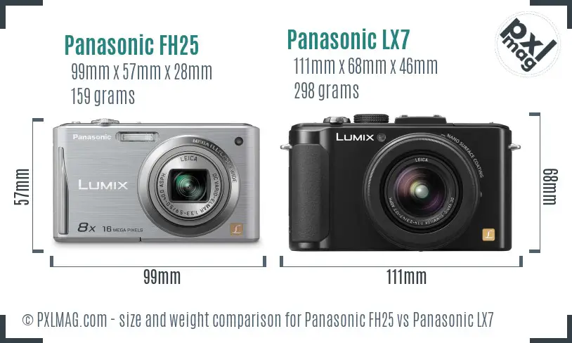 Panasonic FH25 vs Panasonic LX7 size comparison