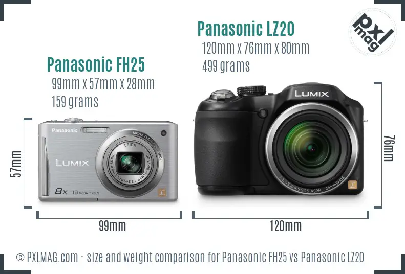 Panasonic FH25 vs Panasonic LZ20 size comparison