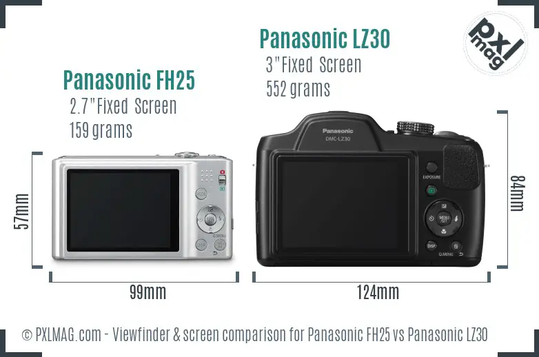 Panasonic FH25 vs Panasonic LZ30 Screen and Viewfinder comparison Panasonic FH25 vs Panasonic LZ30 Screen and Viewfinder comparison