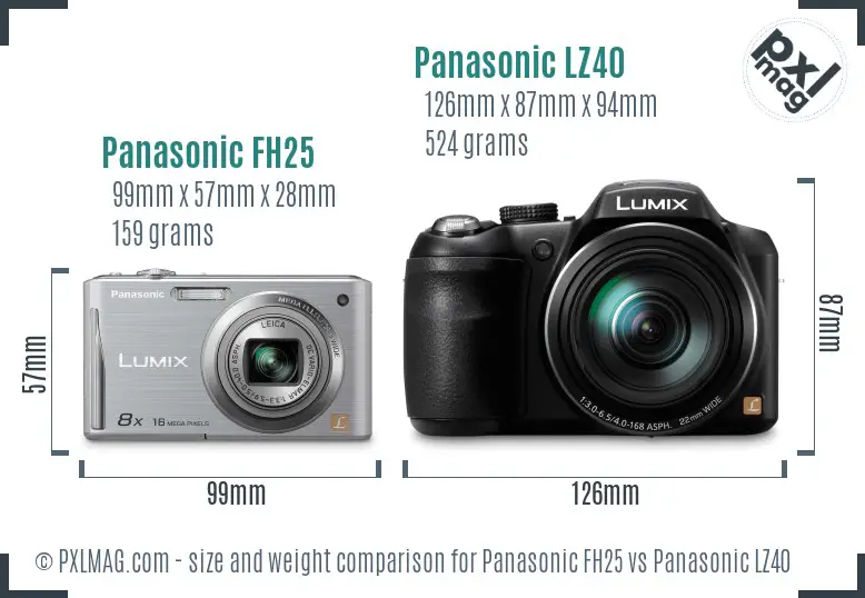 Panasonic FH25 vs Panasonic LZ40 size comparison