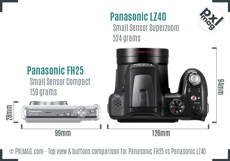 Panasonic FH25 vs Panasonic LZ40 top view buttons comparison