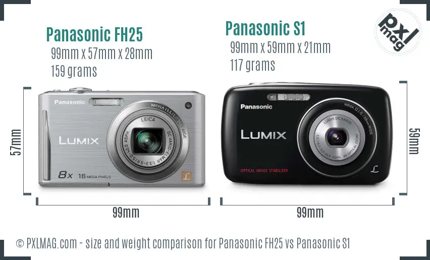 Panasonic FH25 vs Panasonic S1 size comparison