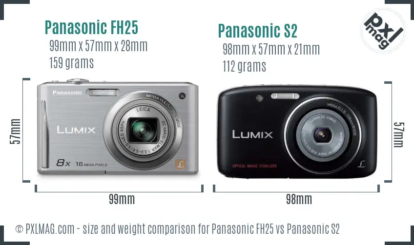 Panasonic FH25 vs Panasonic S2 size comparison