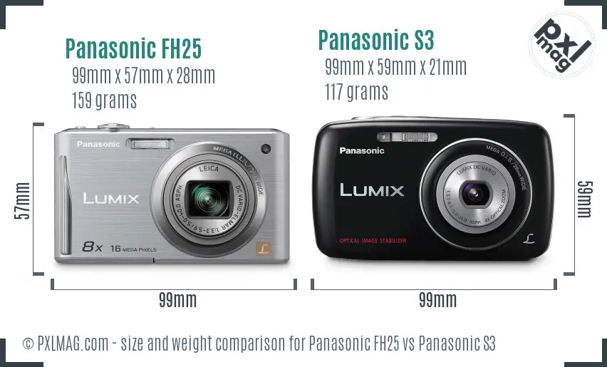 Panasonic FH25 vs Panasonic S3 size comparison Panasonic FH25 vs Panasonic S3 size comparison