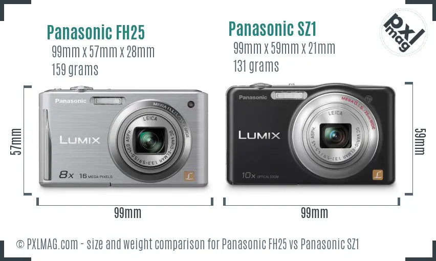 Panasonic FH25 vs Panasonic SZ1 size comparison Panasonic FH25 vs Panasonic SZ1 size comparison