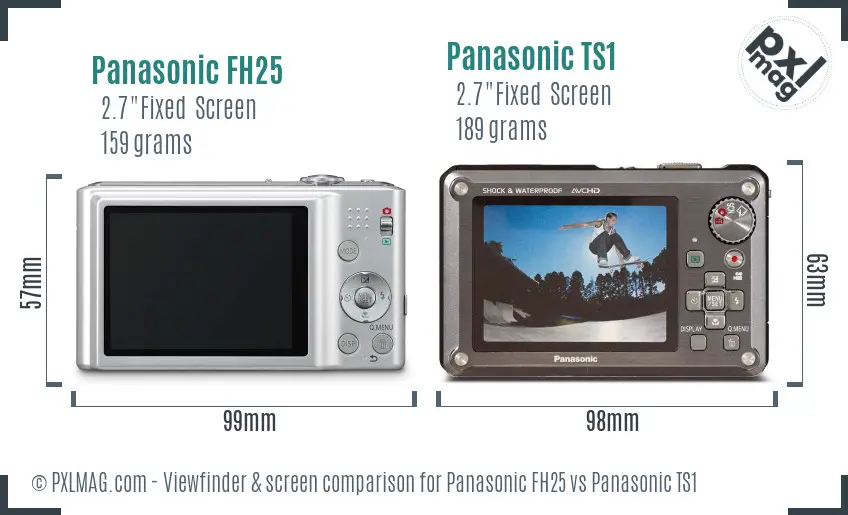 Panasonic FH25 vs Panasonic TS1 Screen and Viewfinder comparison