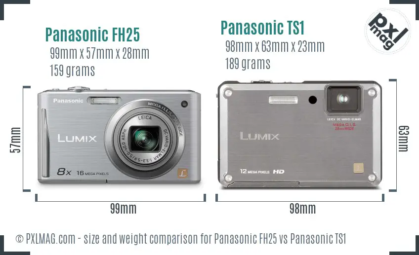 Panasonic FH25 vs Panasonic TS1 size comparison