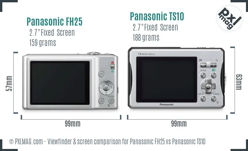 Panasonic FH25 vs Panasonic TS10 Screen and Viewfinder comparison