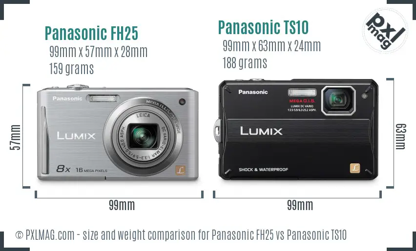 Panasonic FH25 vs Panasonic TS10 size comparison