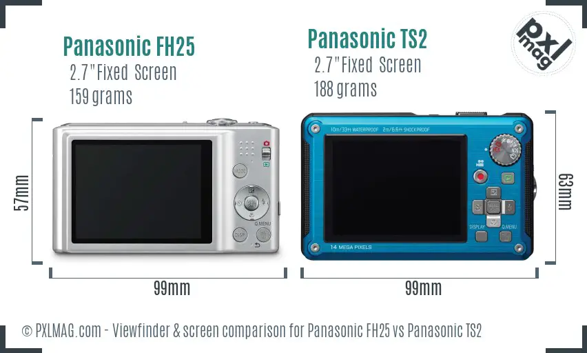Panasonic FH25 vs Panasonic TS2 Screen and Viewfinder comparison
